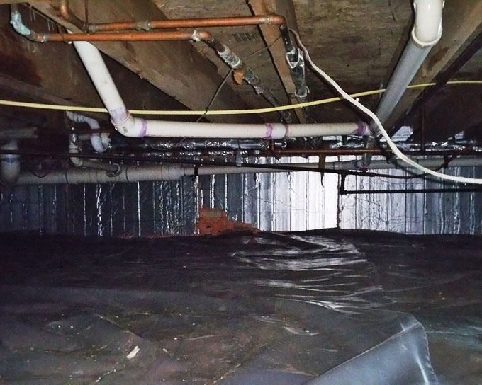 Insulated Crawlspace Walls with Vapor Barrier 